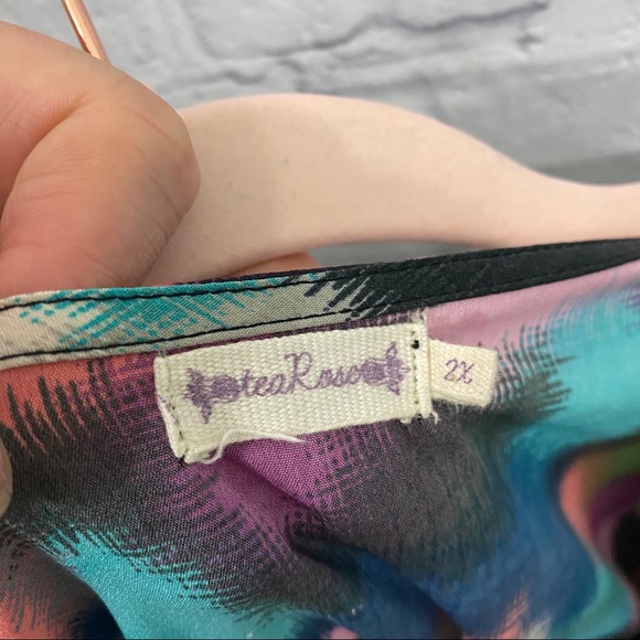 Tea Rose Multi Colored Midi Dress Pockets - Picture 5 of 8